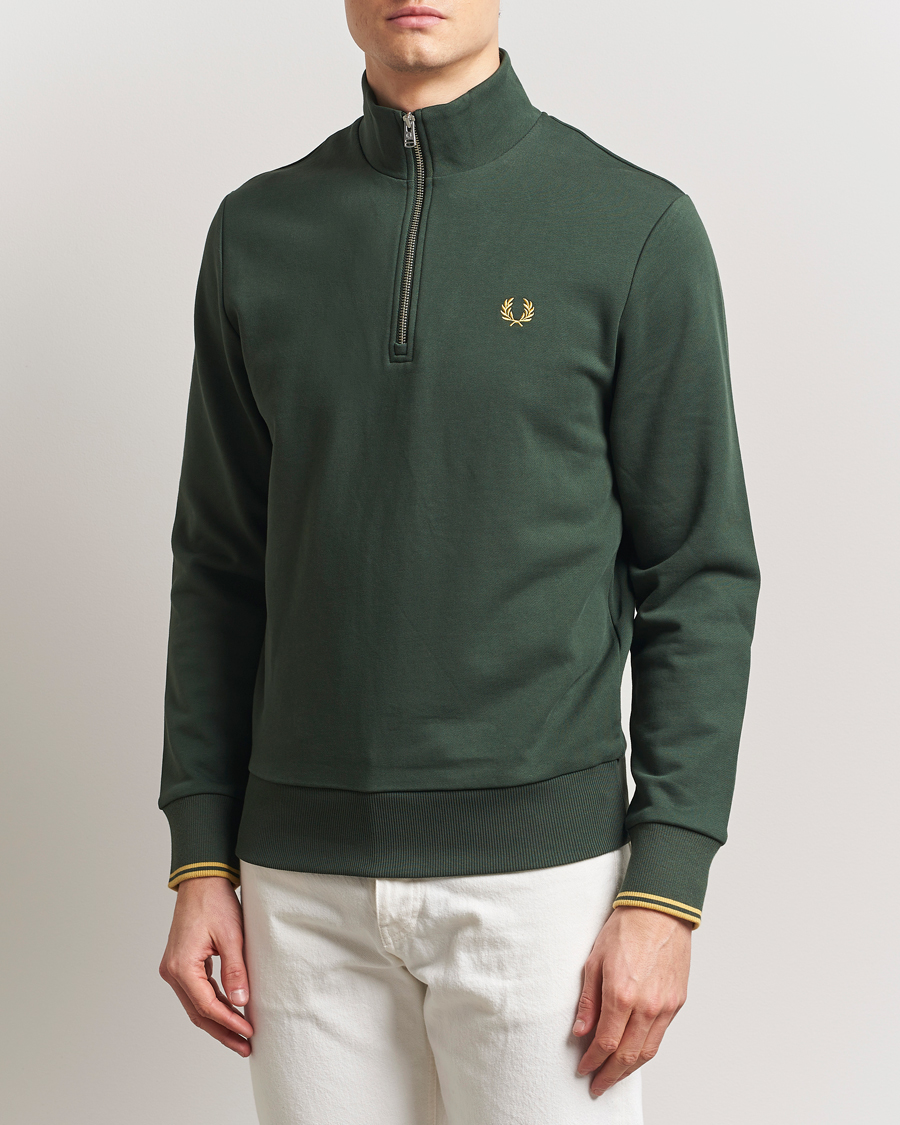 Fred Perry Half Zip Sweatshirt Court Green