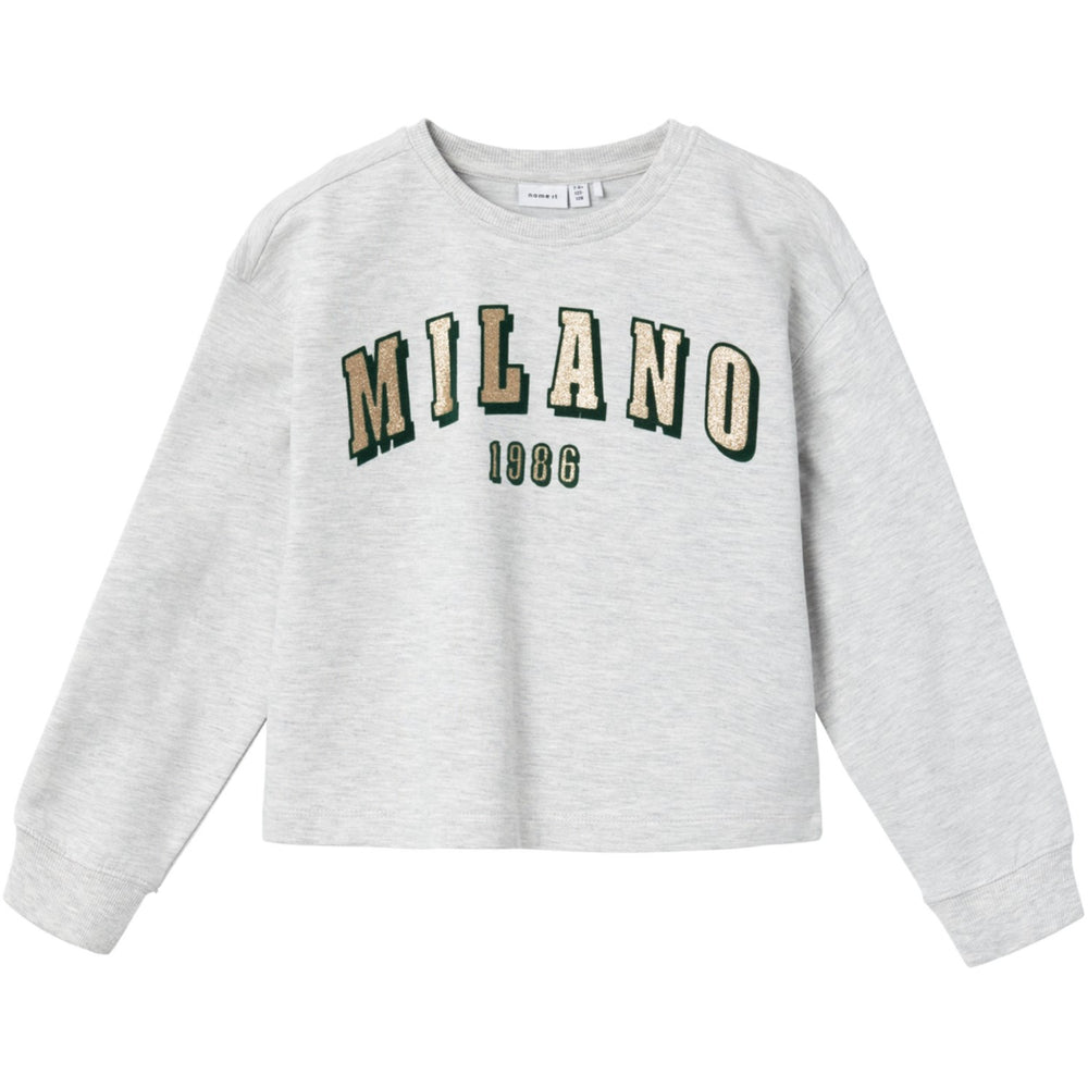 Køb Name It Light Grey Melange Losefine Loose Short Sweatshirt