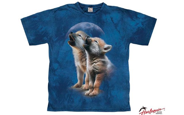 Harlequin Howling Wolf Pups Kinder T-Shirt