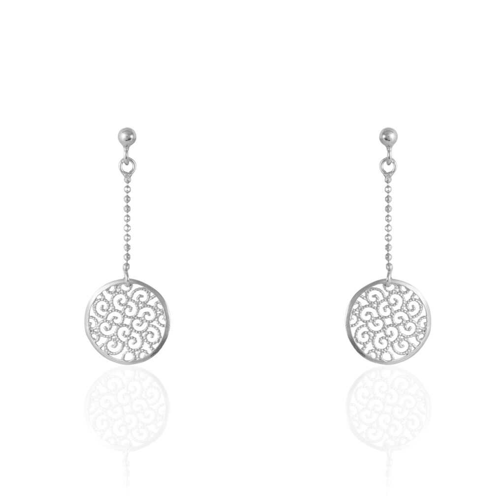 Boucles D'oreilles Pendantes Setti Argent Blanc