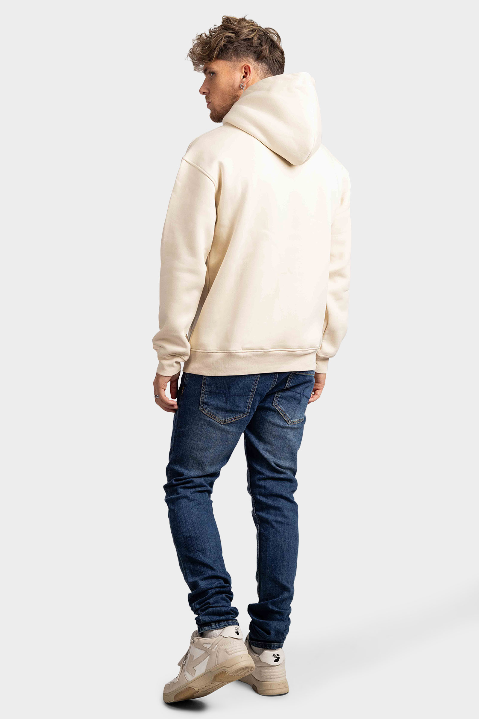 24 Uomo Basic Hoodie Zand Heren