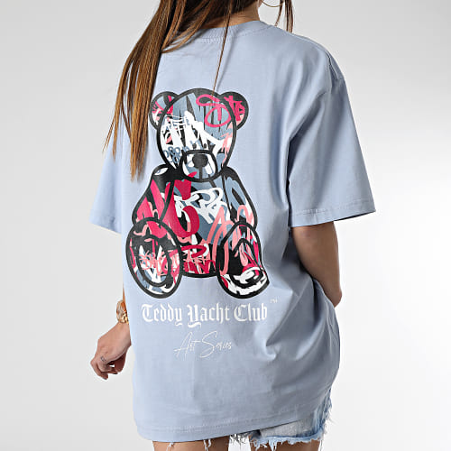 Tee Shirt Oversize Large Femme Art Series Pink Bleu Ciel