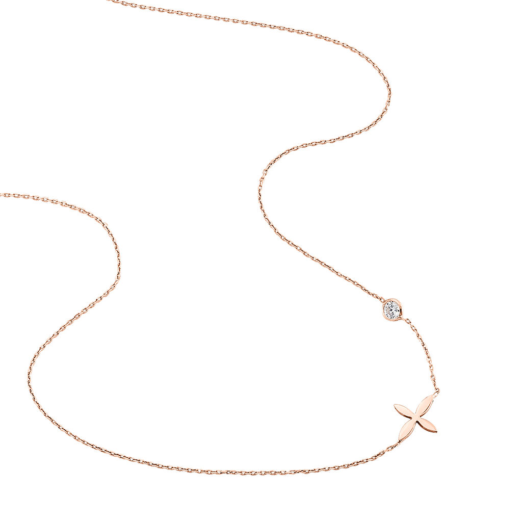Collier Clarissa Argent Rose Oxyde De Zirconium