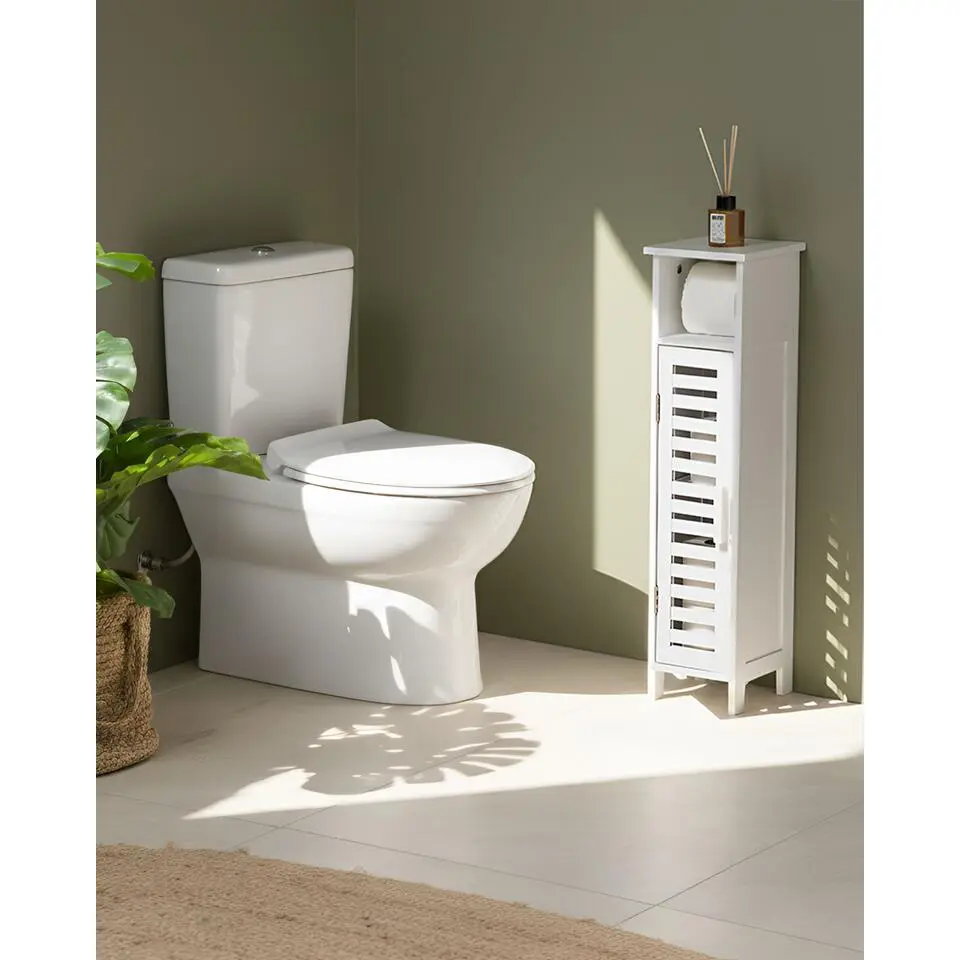 OLATHE - Toiletrolhouder - Wit - Bamboehout