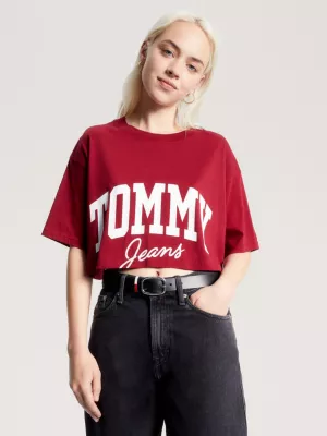 Camiseta Varsity Cropped com Logo