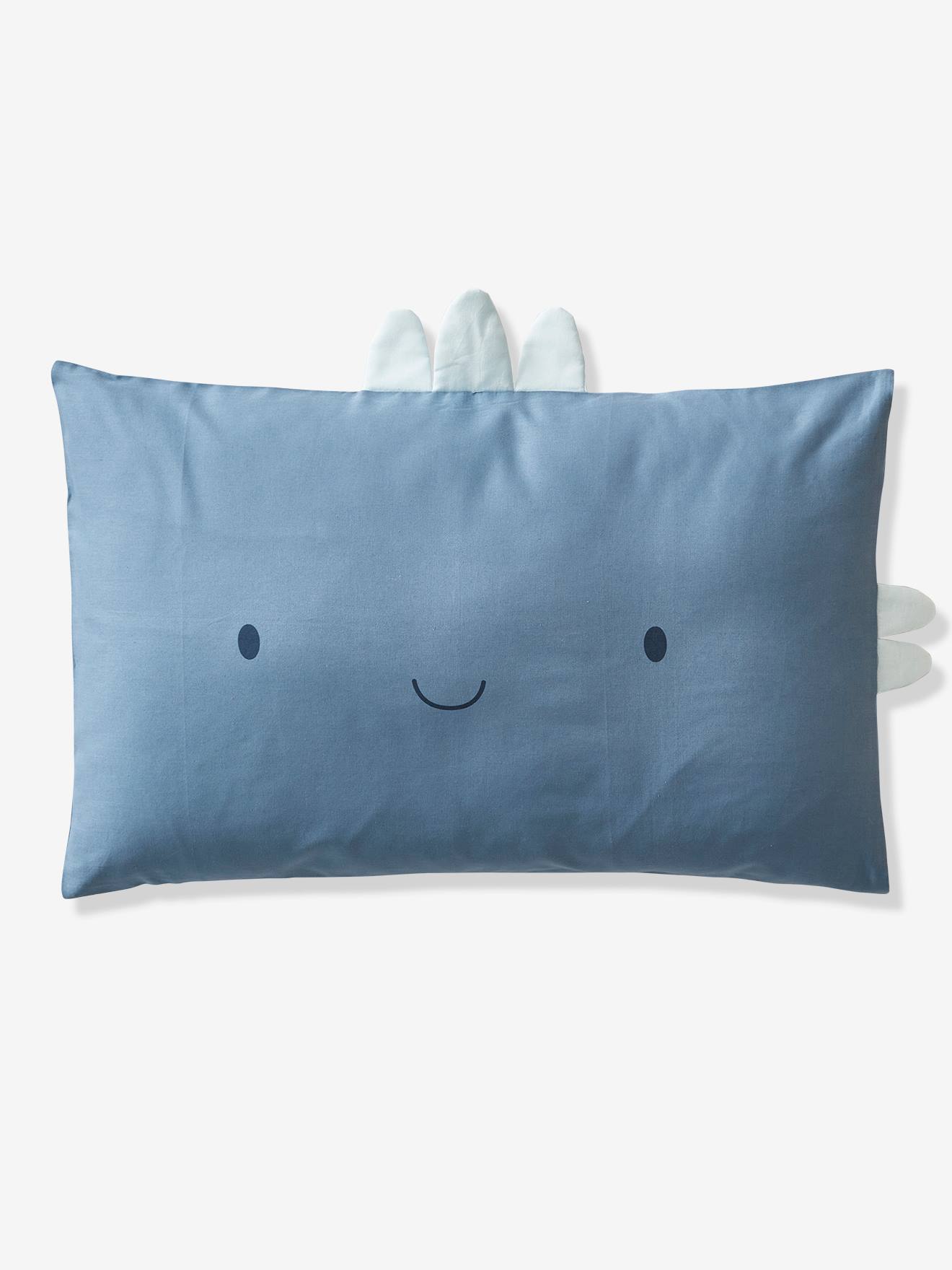 Fronha para bebê, tamanho pequeno, dinossauro, tamanho médio, azul lisa