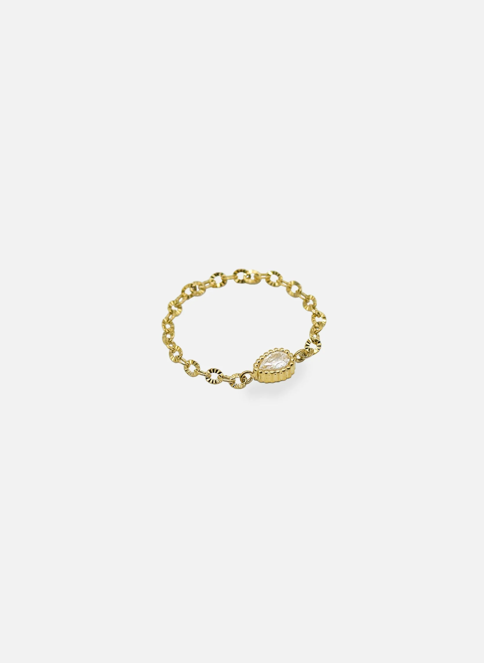 DAYA GOUTTE ÉTOILÉE - Bague chaîne daya goutte étoilée | Blanc