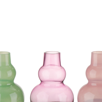 Vaas glas groen roze paars 13x13x17,5cm