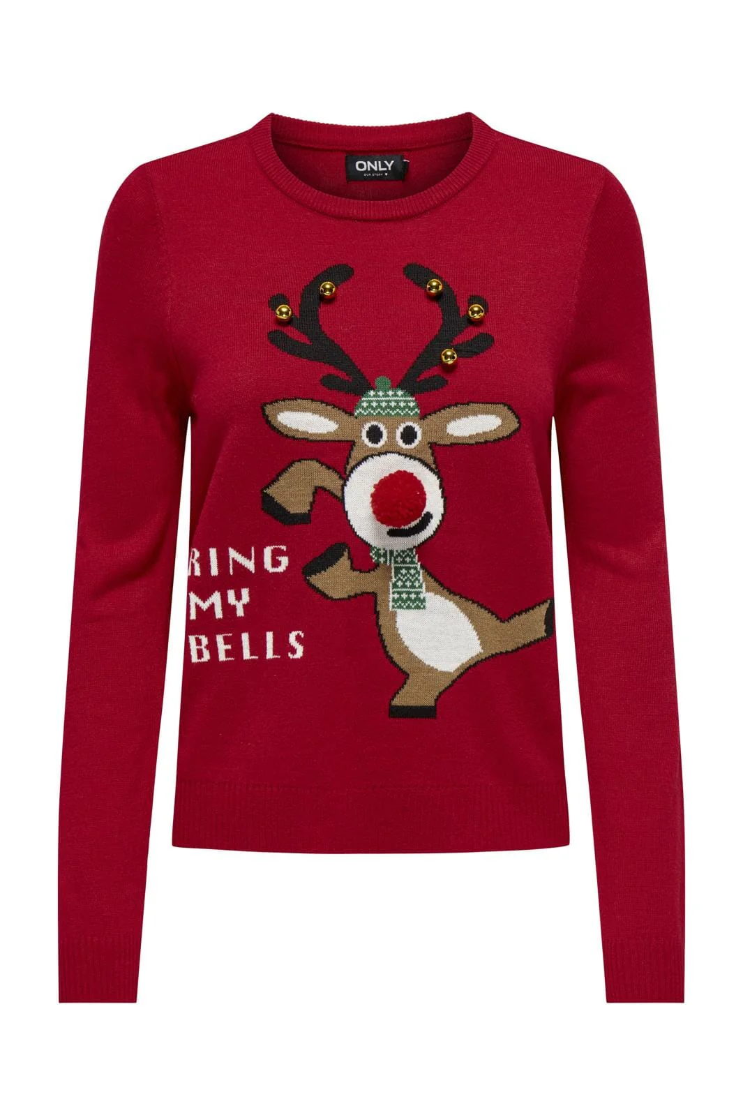 Only Onlxmas Ls O-Neck Mix Detail Box Knt 4552442 chili pepper bell reindeer