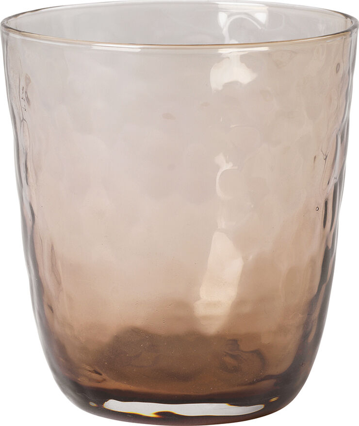 Broste Copenhagen DRIKKEGLAS 'HAMMERED' Brun