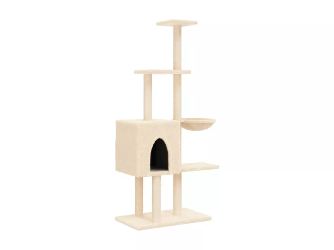 Arbre à chat avec griffoirs en sisal Crème 145 cm