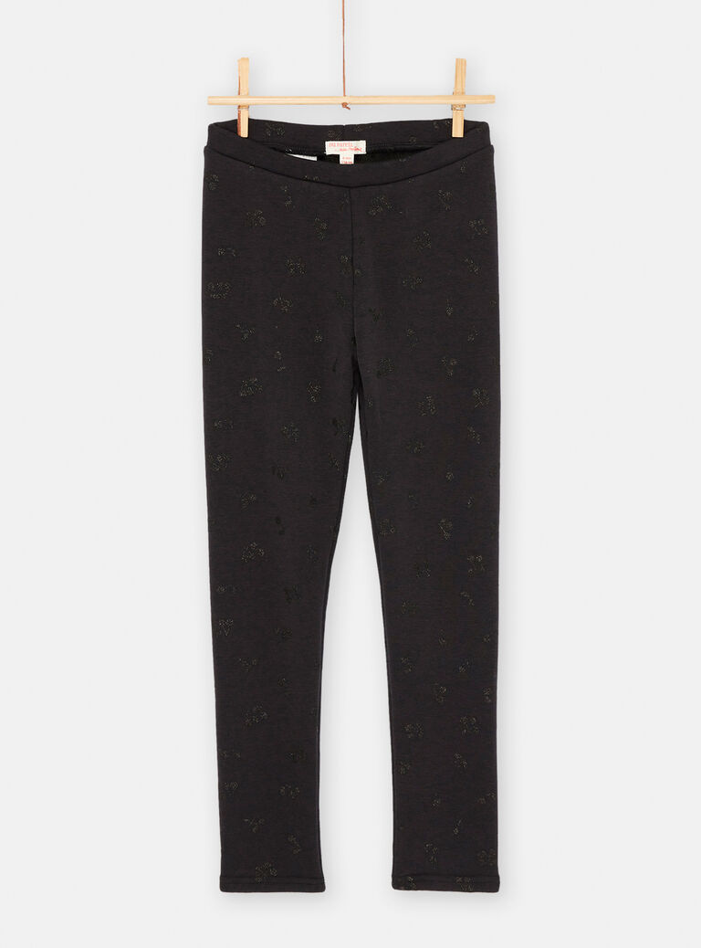 Legging noir imprimé cerise pour fille