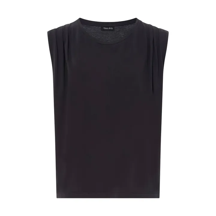 Alma Deia Débardeur Loose Plissé Coton Bio | Noir