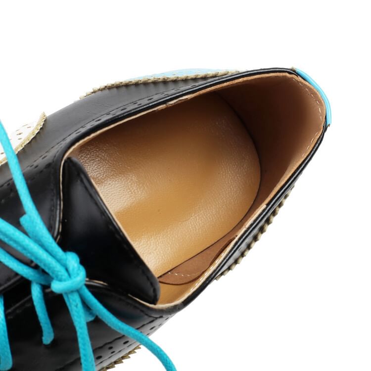 Queen Zoo - Kleurblok Wingtip Brogue Oxfords