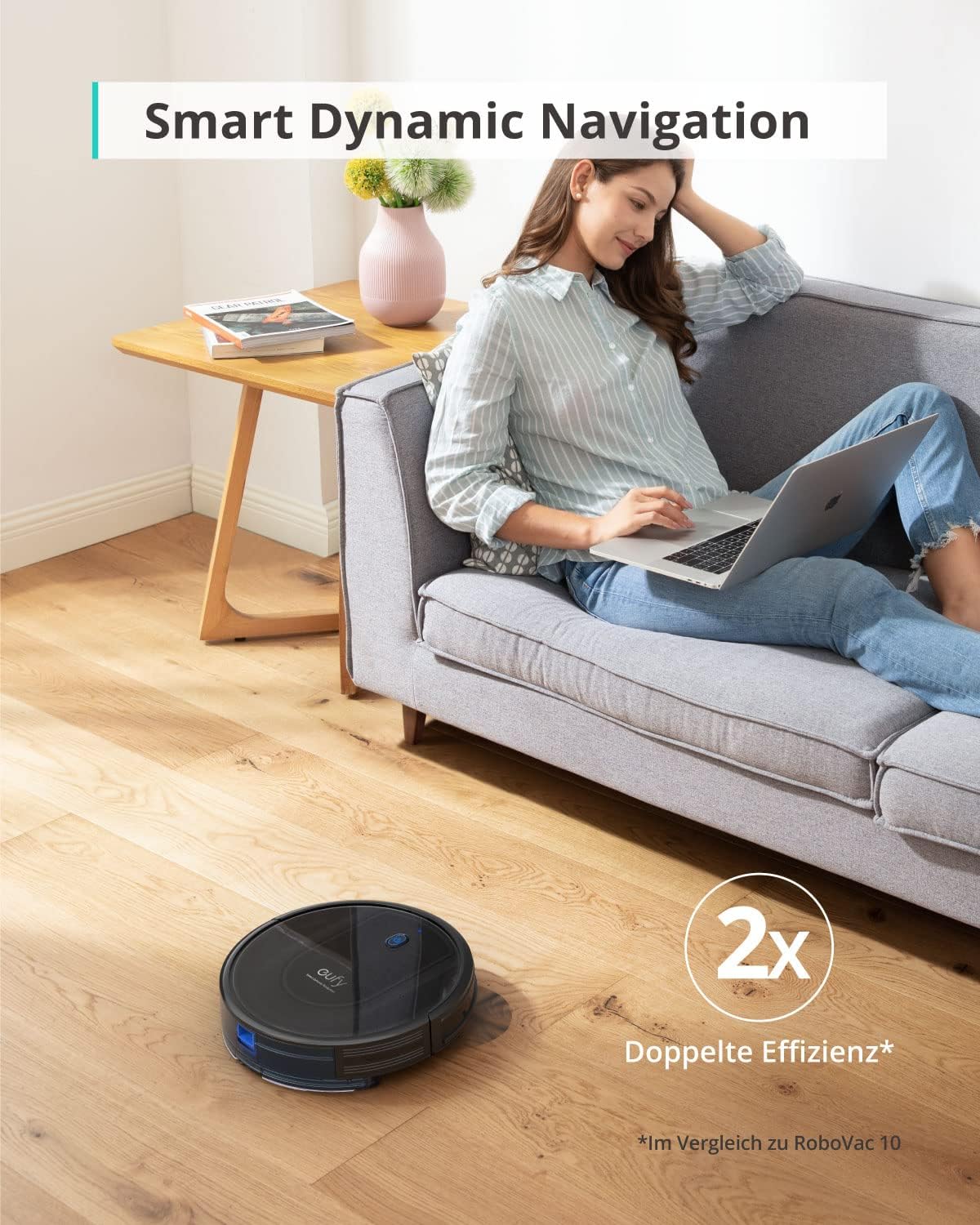eufy Saugroboter mit Wischfunktion, RoboVac G10 Hybrid, Smart Dynamic Navigation, 2-in-1 Sauger & Wischmopp Roboterstaubsauger, 2000Pa Saugkraft, Selbstaufladend, ideal für Hartböden (Schwarz)