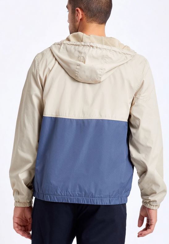 Brixton Claxton Crest LW Zip Hood Jacket Vanilla Steel Blue L