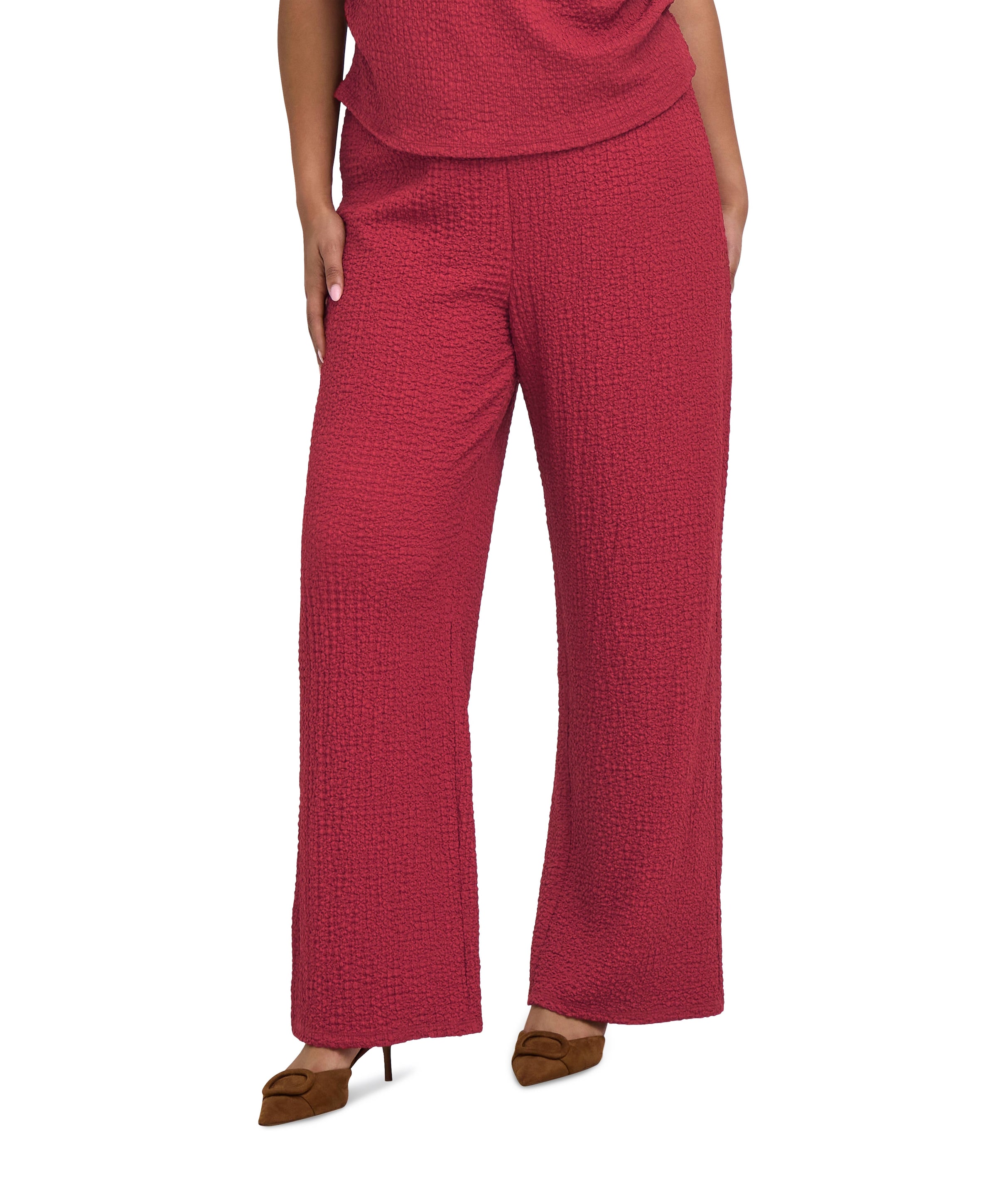 Only Carmakoma CARERIKKA HW WIDE CRINKLE PNT dames broek rood