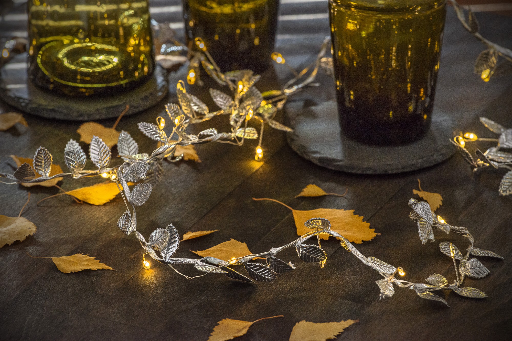 Lichterkette 'Leaves' silber 2 m, batteriebetrieben von fischer's lagerhaus