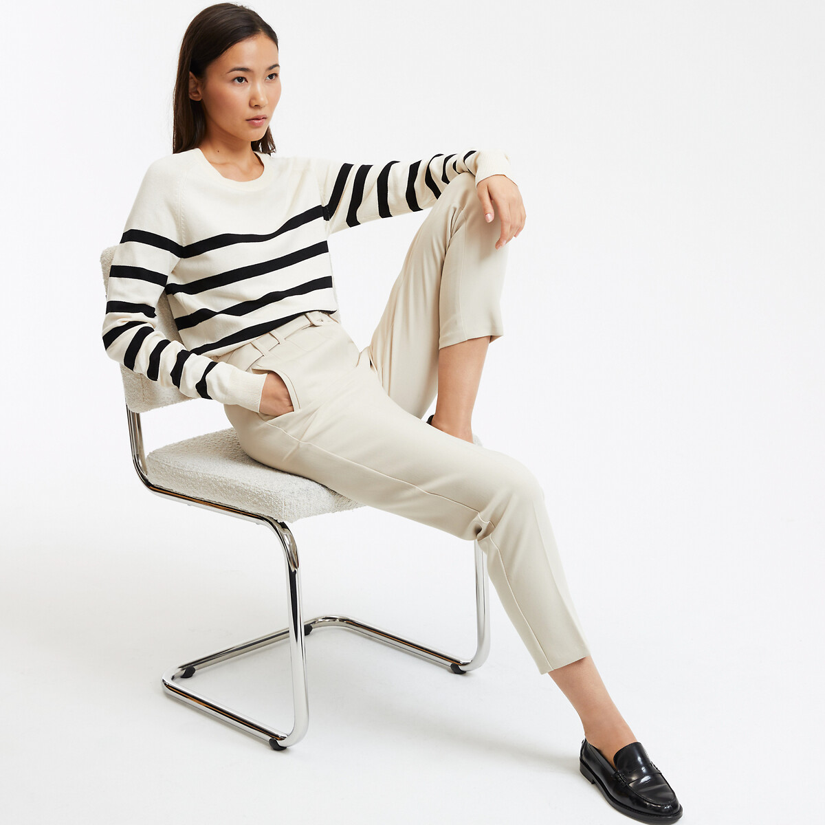 COLEÇÃO LA REDOUTE<br>Calças slim com cinto