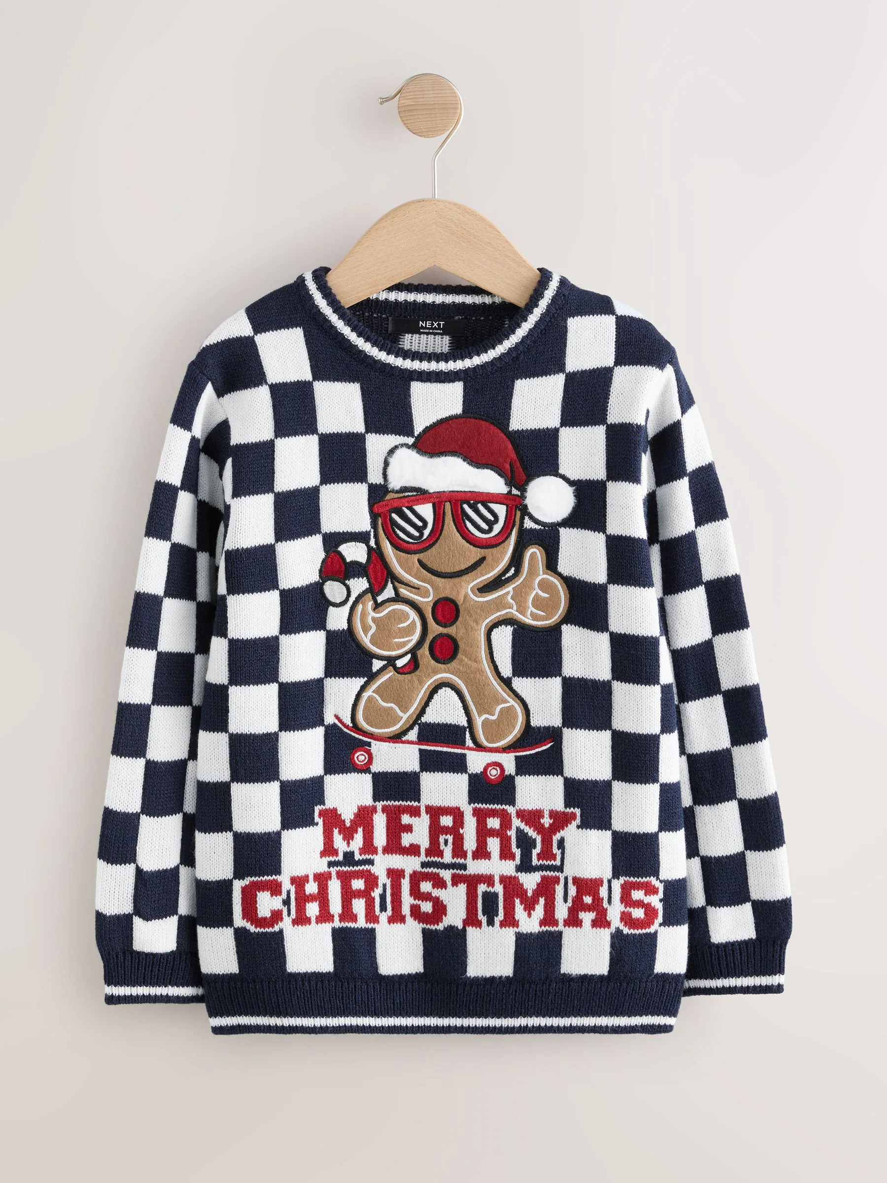 Marineblauw/witte peperkoek - Kersttrui (3 - 16 jr)