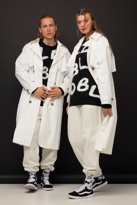 Trenchcoat, oversized, Reverskragen, doppelreihige Knopfleiste, Unisex