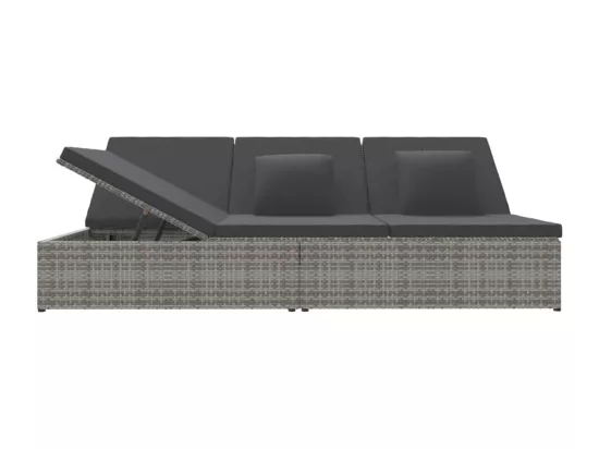 Transat convertible avec coussin Résine tressée Gris foncé