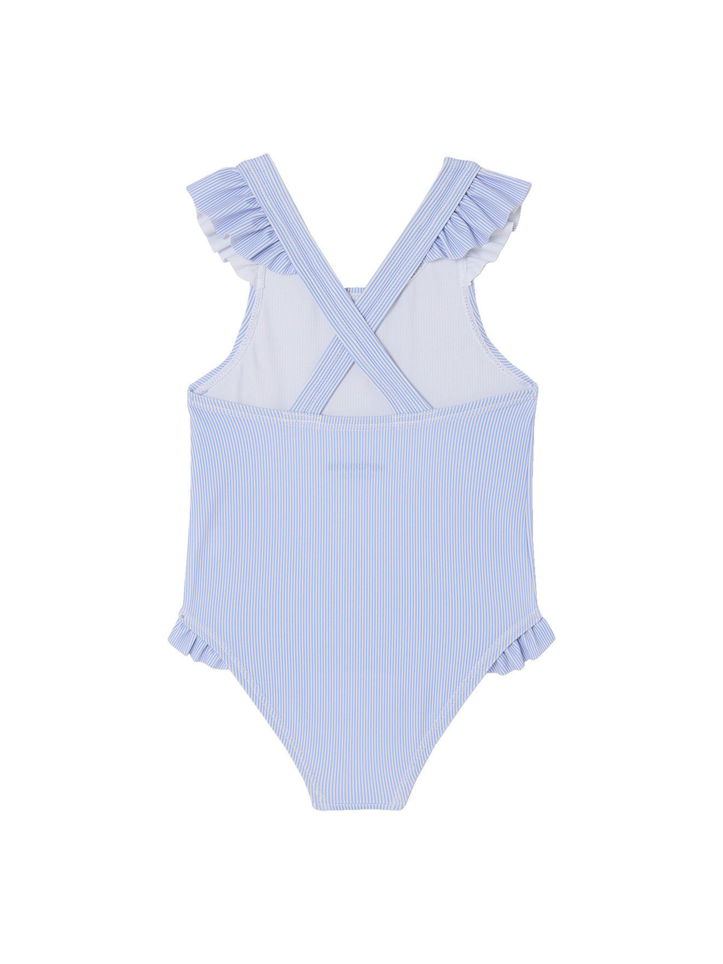 Vertbaudet Gestreifter Mädchen Baby Badeanzug blau