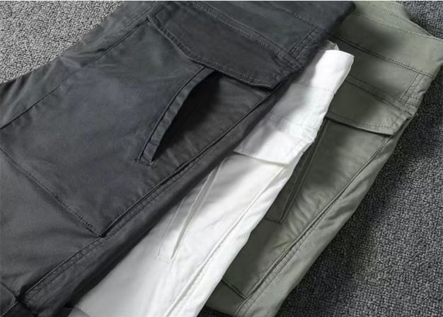 Double White - Mid Rise Plain Cargo Shorts