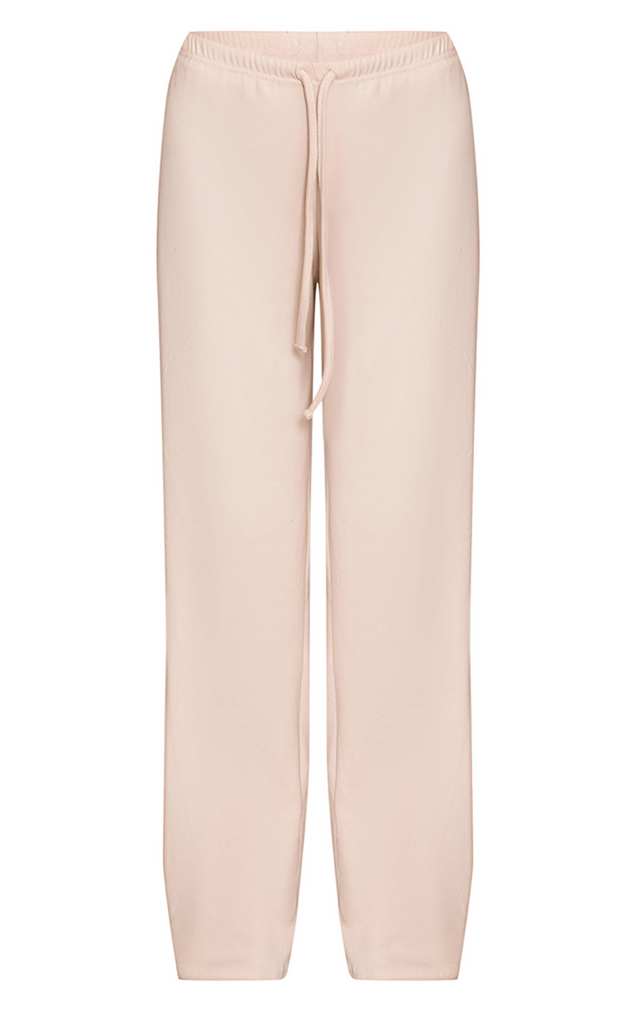 Crème Ensemble Coordonné Pantalon Toucher Doux À Taille Élastiquée