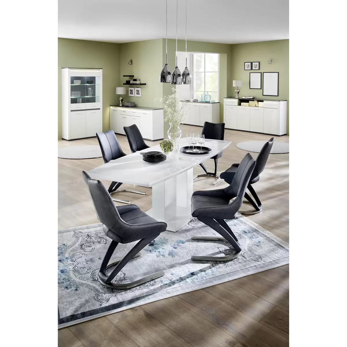 Highboard Alassio weiss,grau