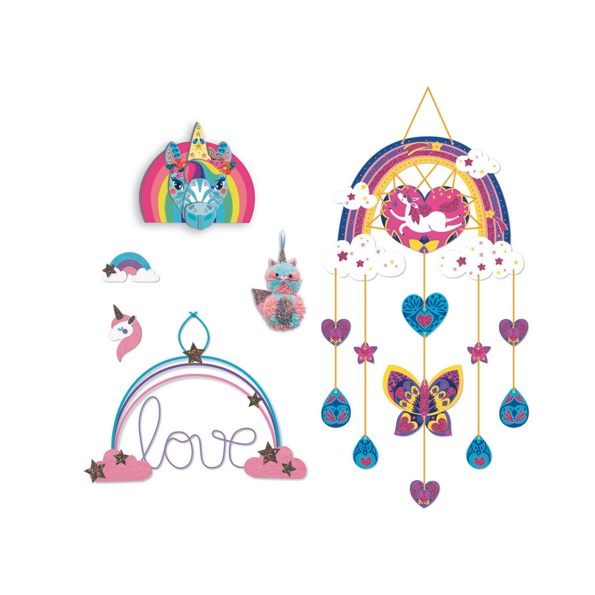 Coffret multiactivités 6 décorations arc-en-ciel