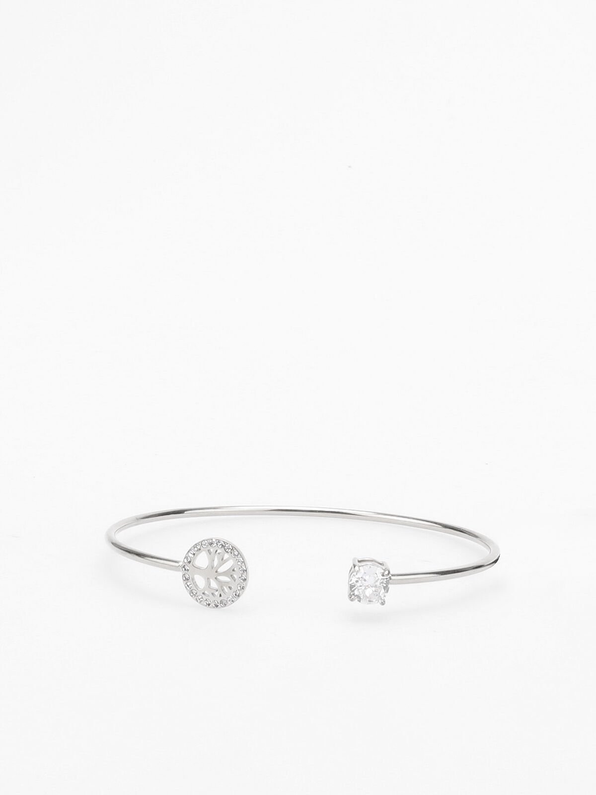 Bracelet jonc à strass et arbre de vie- Argenté