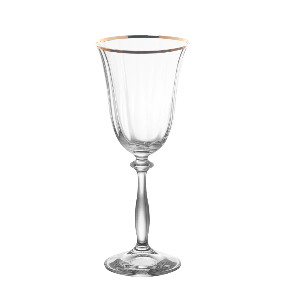 Boîte de 6 verres à pied Angela filet or 35 cl Table passion