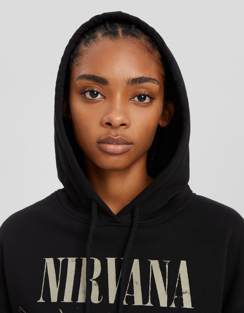 Moletom com capuz estampado do Nirvana