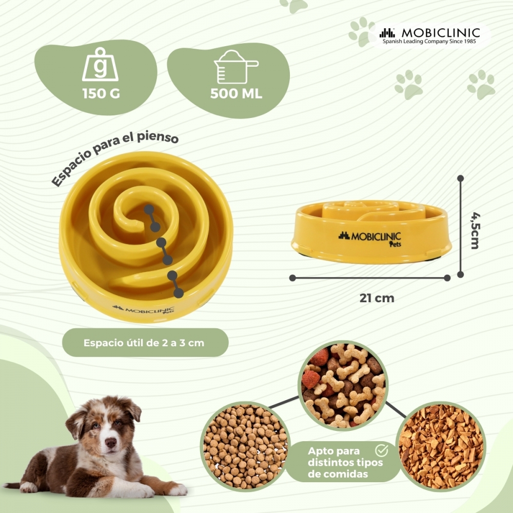 Comedouro lento, anti-engolir, antiderrapante, 500ml, espiral, 19,5 x 4,6 x 20,6cm para cães