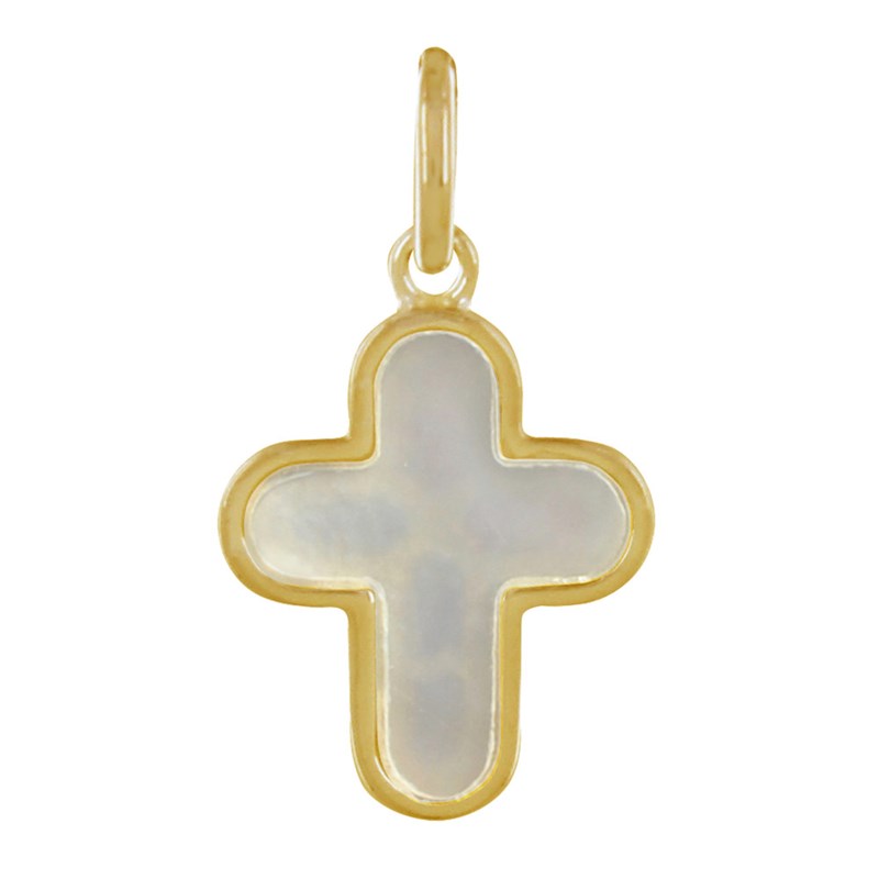 Pendentif Plaqué Or Croix de Nacre - Petit Modèle