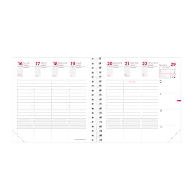 Agenda à élastique Time&Life Medium - 1 semaine sur 2 pages - 16 x 16 cm - bleu métal - Quo Vadis