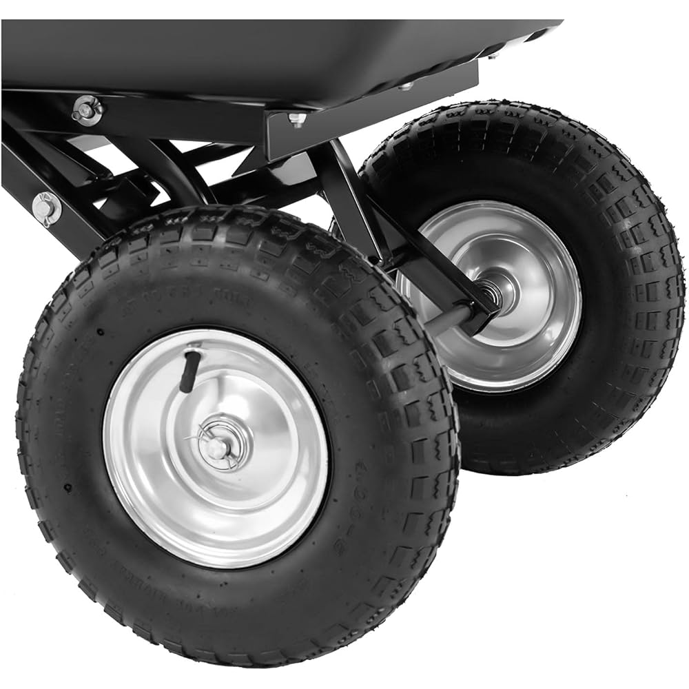 Hillvert Brouette De Jardin Chariot Basculant à Benne Basculante 4 Roues Remorque HT-Q.BASS-550 (Capacité De 550 kg, Contenance De 150 l, Fonction De Basculement, Roue ? 25 cm) : Jardin