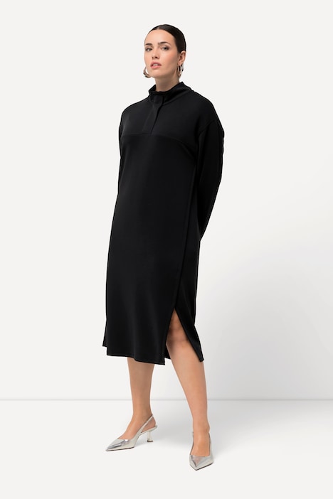 Sweatkleid, Saumschlitz, Stehkragen, Langarm
