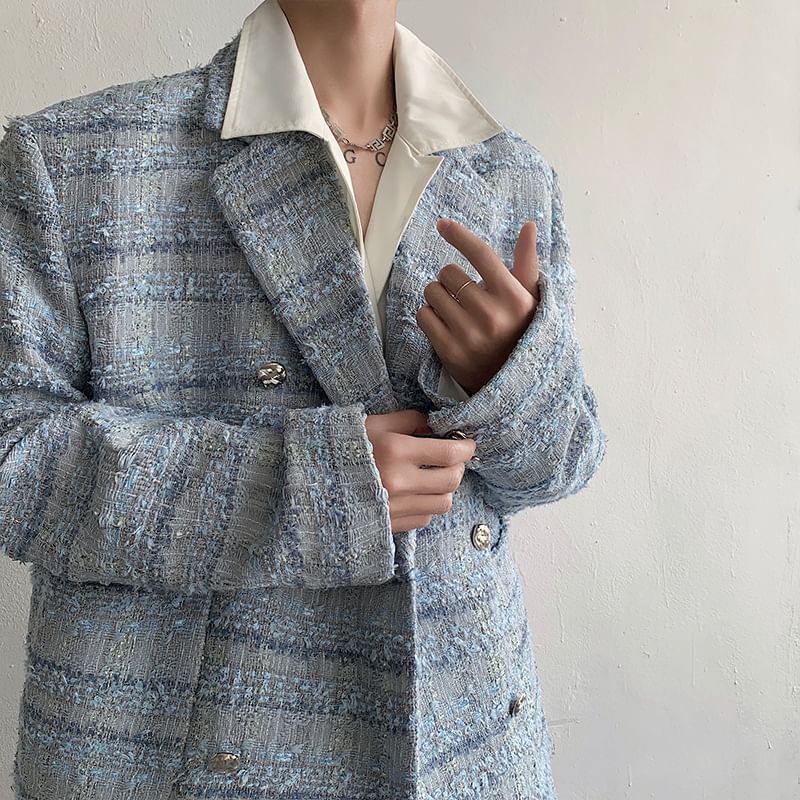 Omozando - Tweed dubbelrijs blazer