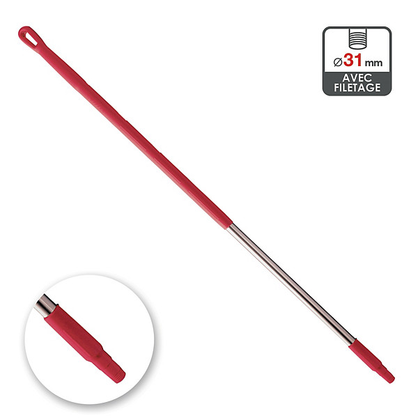 Manche aluminium 1,30 m rouge