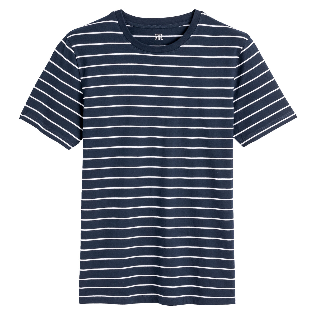 COLEÇÕES LA REDOUTE<br>Camiseta listrada com gola redonda e mangas curtas, em algodão orgânico
