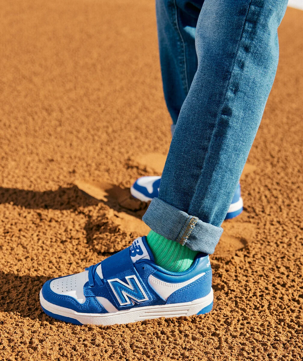 NEW BALANCEBASKETS À SCRATCH 480 GARÇON BLEU ET BLANC