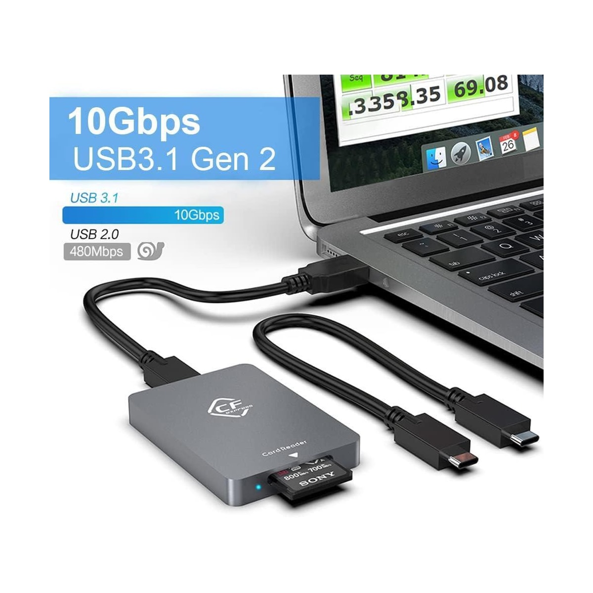 NÖRDIC USB-A, USB-C-kortleser CFexpress Type B UHS-I