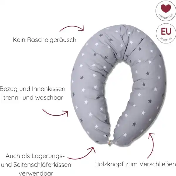 Stillkissen Sternenmuster grau