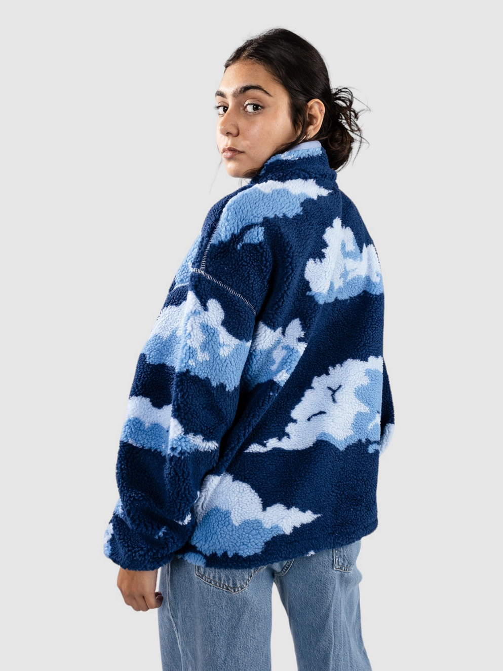 Blue Tomato Scenic Landscape Halfzip Fleece Jacket blue clouds