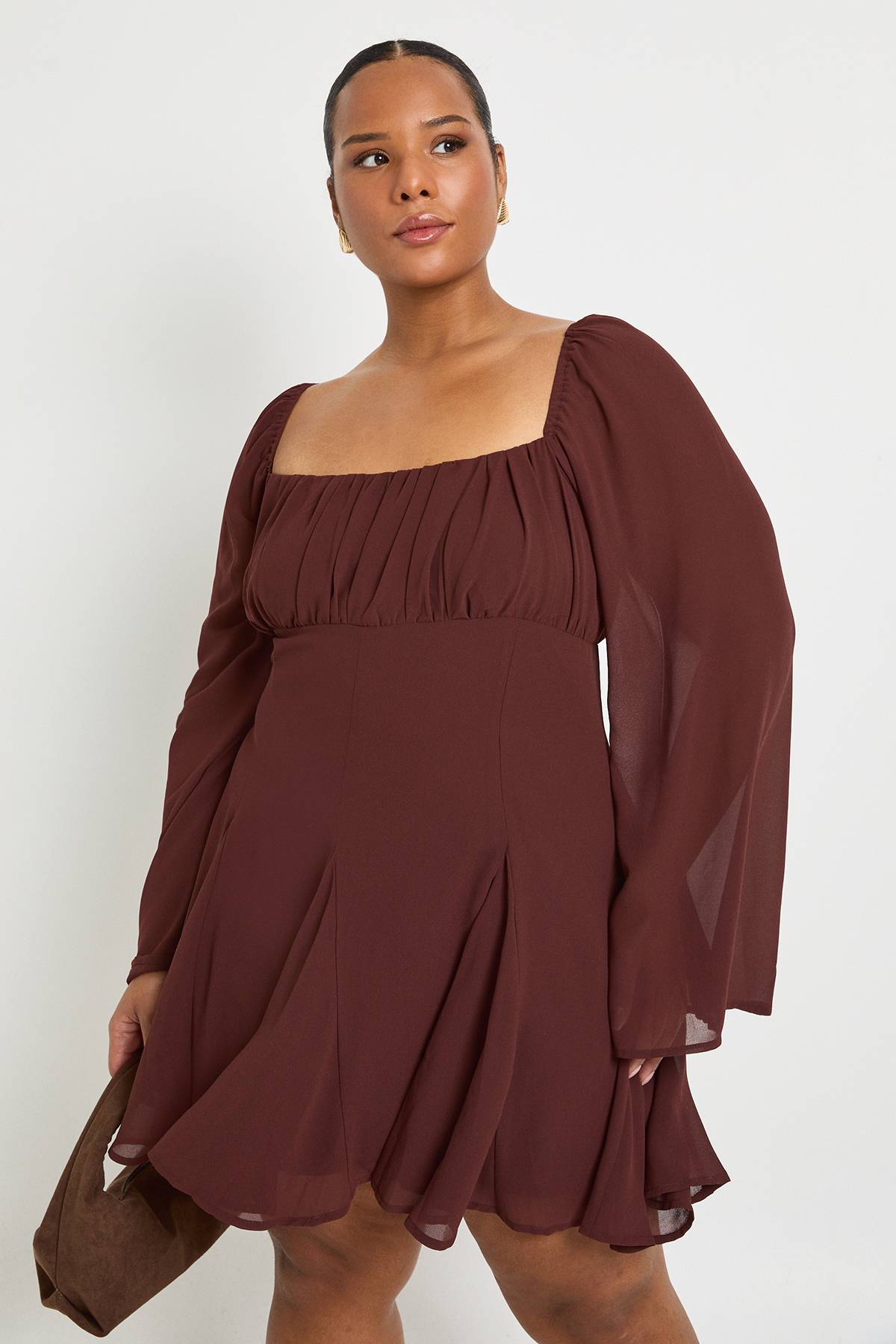 boohoo Plus Chiffon Godet Skater