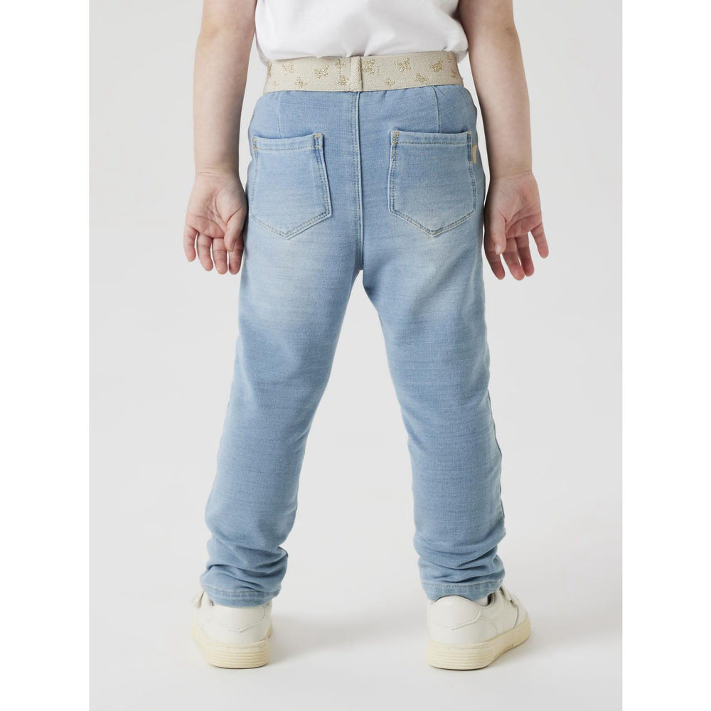Køb Name It Light Blue Denim Butterfly Salli Slim Sweat Jeans Noos