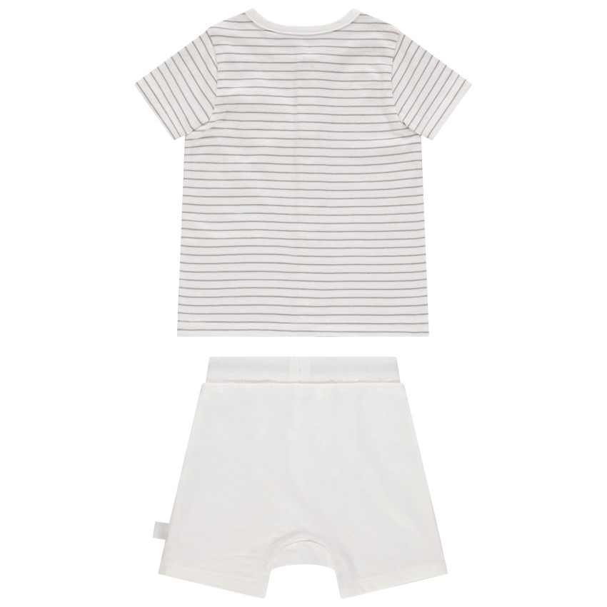 Ensemble en coton avec t-shirt rayé et short uni pour bébé garçon