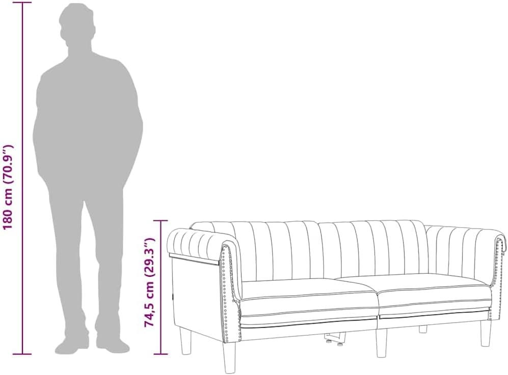 vidaXL Sofa 3-Sitzer, Couch mit Armlehnen Rückenlehne Stützbeine, Loungesofa für Wohnzimmer, Polstersofa Sofagarnitur, Modern, Weinrot Samt